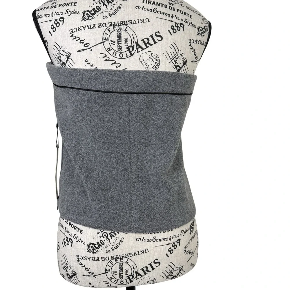 Strapless Crop Top Women Sz XL Gray Side Zip Gabardine Style‎ Bustier Cocktail